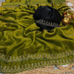 Space Silk Fabric With Jarkhan daimond Work Saree