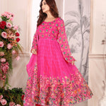 Beautifull Tebby Frora Printed With Lace Work Anarkali