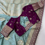 Pure Banarasi Fabric With Weaving Flower Work Saree