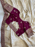 Pure Banarasi Fabric With Weaving Flower Work Saree