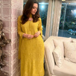 Yellow Color Georgette Embroidery Work Top Pent