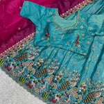 Pure Gold Crush Silk With Embroidery Sequience Work Lehennga