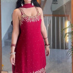 Beautifull Faux Georgette Hand Work Top Plazzo