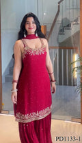 Beautifull Faux Georgette Hand Work Top Plazzo