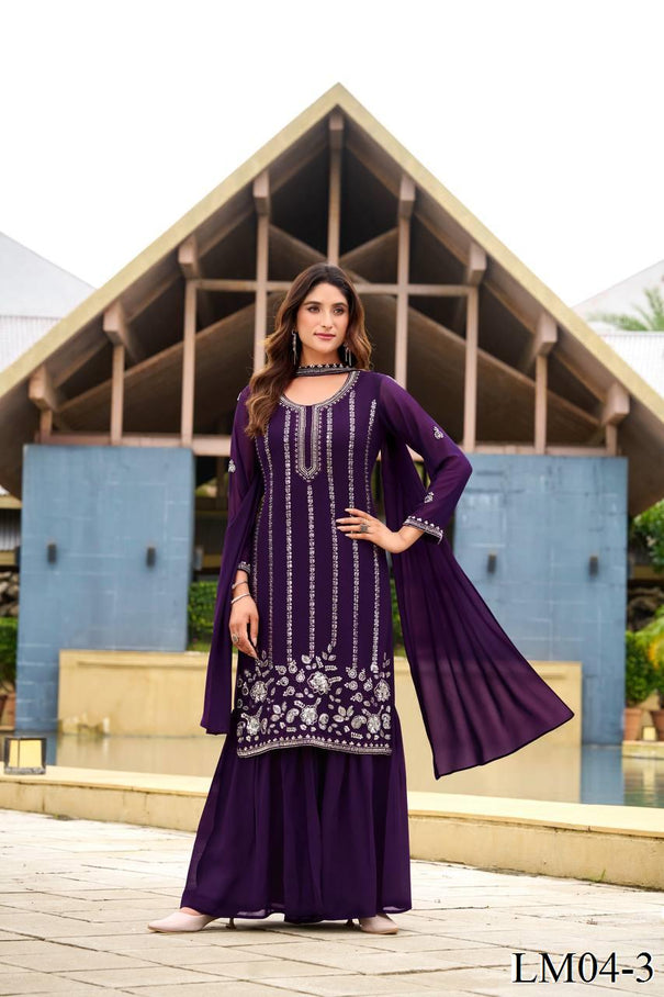 Beautifull Georgette Sequience Work Kurti Sharara