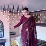 Wine Color Kasturi Silk With Sequience Work Saree