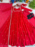 Red Color Fox Georgette Sequience Embroidery Work Gown