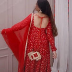 Red Color Heavy Blooming Georgette Embroidery Work Anarkali