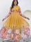 Yellow Color Fix Georgette Embroidery Work Gown