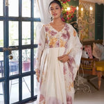 White color Tabby Organza Embroidery Work Gown