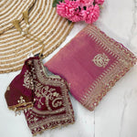 Soft Fendy Chiffon Two Tone With Embroidery Work Saree