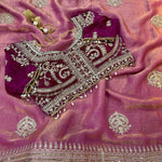 Soft Fendy Chiffon Two Tone With Embroidery Work Saree