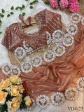 Pure Soft Fendy Chiffon Two Ton Embroidery Work Saree