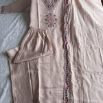 Premium  Roman Silk With Embroidery Thread Work Top Pent