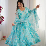 Sky Blue Color Fox Georgette Floral Print Work Anarkali