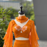 Orange color Georgette Handprint Work Lehenga Blouse