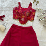 Red Color Jimmy Organza With Sequience Work Top Plazzo