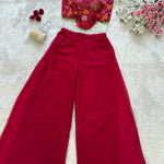 Red Color Jimmy Organza With Sequience Work Top Plazzo