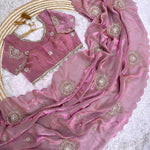 Rich Look Space Silk With Amazing Embroidery Work Saree