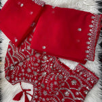 Red Color Fox Georgette Embroidery Sequience Work Saree