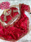 Pure Soft Zimmy Choo Embroidery Sequience Work Saree
