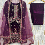 Beautifull Viscos Velvet With Embroidery Sequience Work Top Pent
