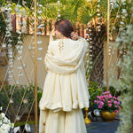 White Color Chinon With Beautifull Coding Work Top Plazzo