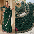 Red Color Faux Georgette Sequience Work Saree
