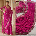 Red Color Faux Georgette Sequience Work Saree