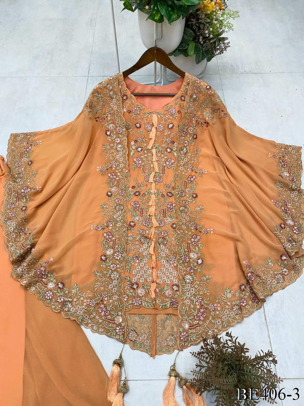 Beautifull Faux Georgette Sequience Embroidery Work Top Plazzo