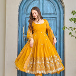 Beautifull Crunchy Silk With Designer Embroidery Work Gown