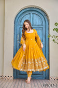 Beautifull Crunchy Silk With Designer Embroidery Work Gown