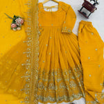 Beautifull Crunchy Silk With Designer Embroidery Work Gown