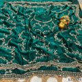 Beautifull Space Silk With Sequience And Cutdana Work Saree