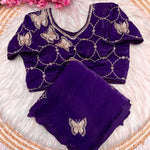 Beautifull Fendy Satin Silk With Khatli Bits Work Saree