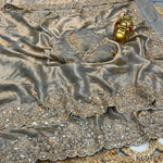 Beautifull Space Silk With Velvet Shine Sequience Work Saree