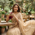 Beige Color Georgette Embroidery Work Saree