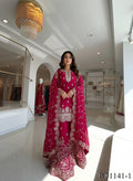 Beautiful Elegant Royal Look Embroidery Sequence & Coding Dori Work Silk Plazzo Set