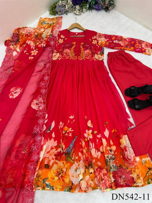 Beautifull Fox Georgette Hand Neck Work Gown