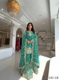 Beautiful Elegant Royal Look Embroidery Sequence & Coding Dori Work Silk Plazzo Set
