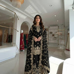 Beautiful Elegant Royal Look Embroidery Sequence & Coding Dori Work Silk Plazzo Set