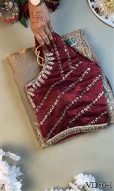 Beautifull Soft Fendy Sartin With Embroidery Sequience Work Saree