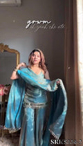 Beautiful Soft Rich Fendy Silk Embroidery Sequence & Mirror Work Plazzo Set