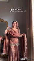 Beautiful Soft Rich Fendy Silk Embroidery Sequence & Mirror Work Plazzo Set