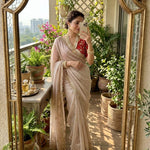 Beautiful Rich Moss Fabric Saree With Elegant Sequence Zari & Embroidery Work