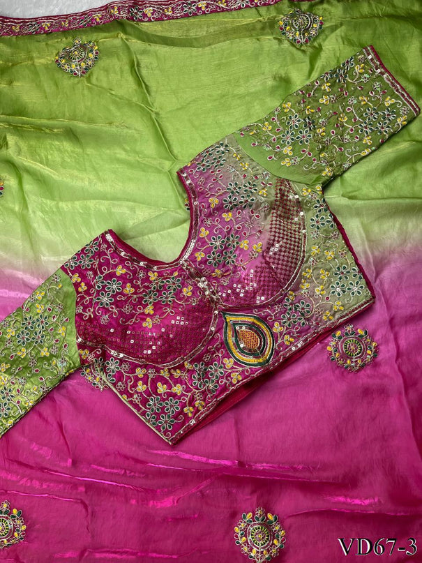 Beautifull Elegent Rich Look With Coding Embroidery Work Saree