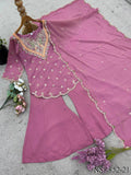 Heavy Shimar Silk Top Palazzo Set with Embroidery & Sequin Work