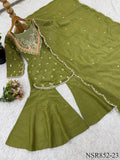 Heavy Shimar Silk Top Palazzo Set with Embroidery & Sequin Work