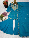 Heavy Shimar Silk Top Palazzo Set with Embroidery & Sequin Work