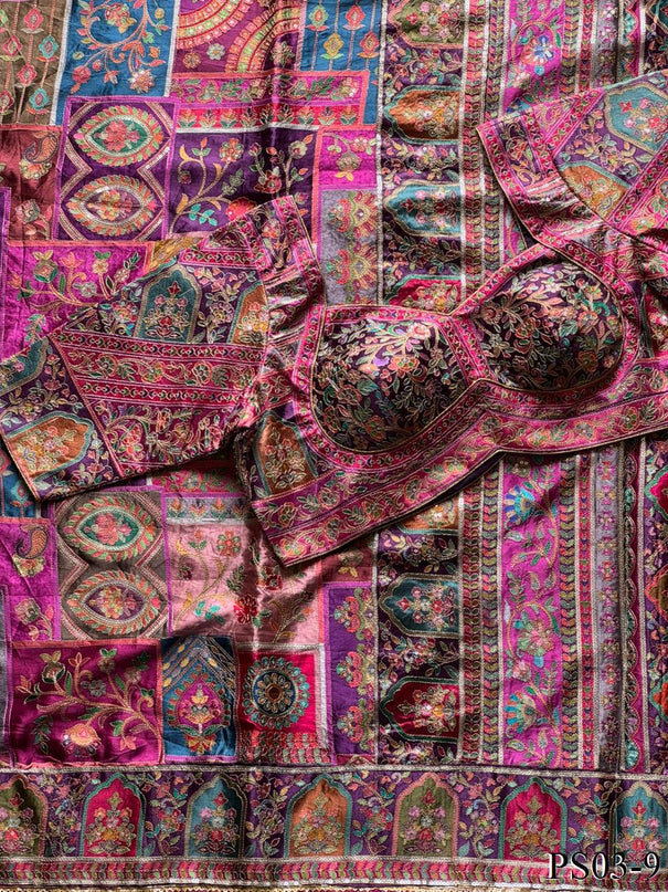 Most Viral Crepe Fabric With Printed Pattern Sequience Work Saree